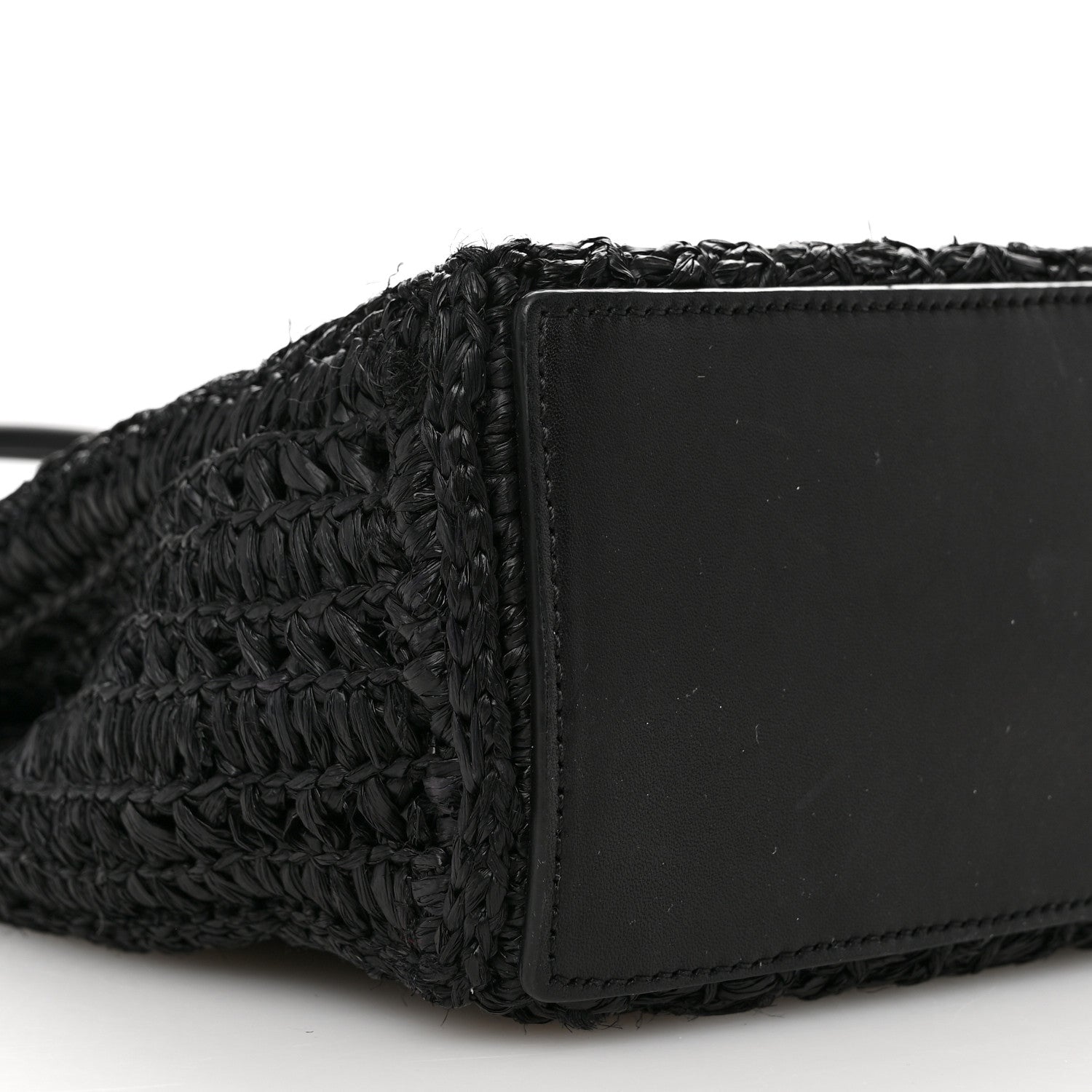 Saint Laurent Raffia Calfskin Panier Rectangle Tote Black 8 of 10