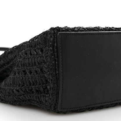 Saint Laurent Raffia Calfskin Panier Rectangle Tote Black 8 of 10