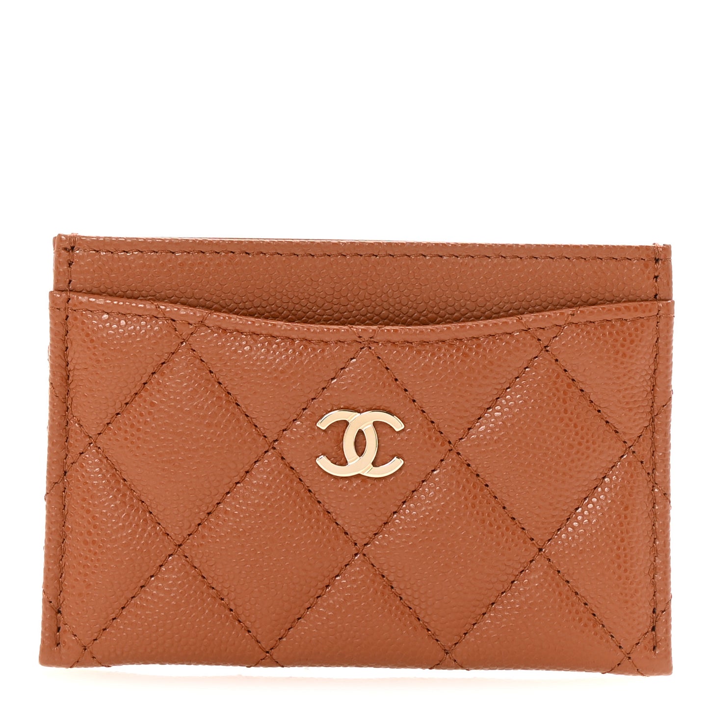 Caviar Quilted Card Holder Brown