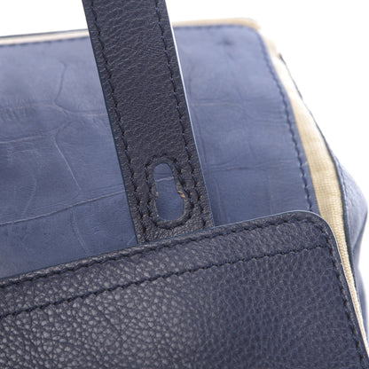 Saint Laurent Calfskin Nubuck Crocodile Embossed Medium Muse Two Blue 11 of 16