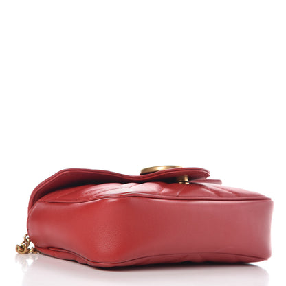 Gucci Calfskin Matelasse Super Mini GG Marmont Shoulder Bag Hibiscus Red 4 of 7
