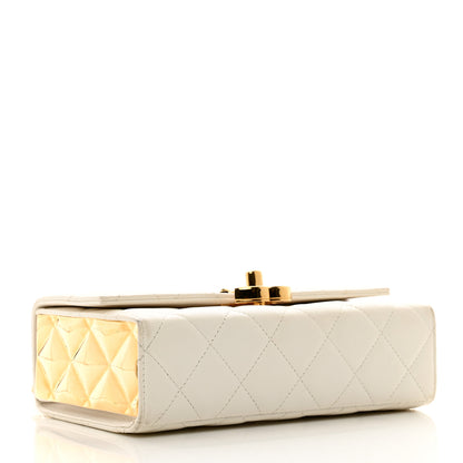Chanel Lambskin Quilted Mini Golden Plate Flap White 4 of 12