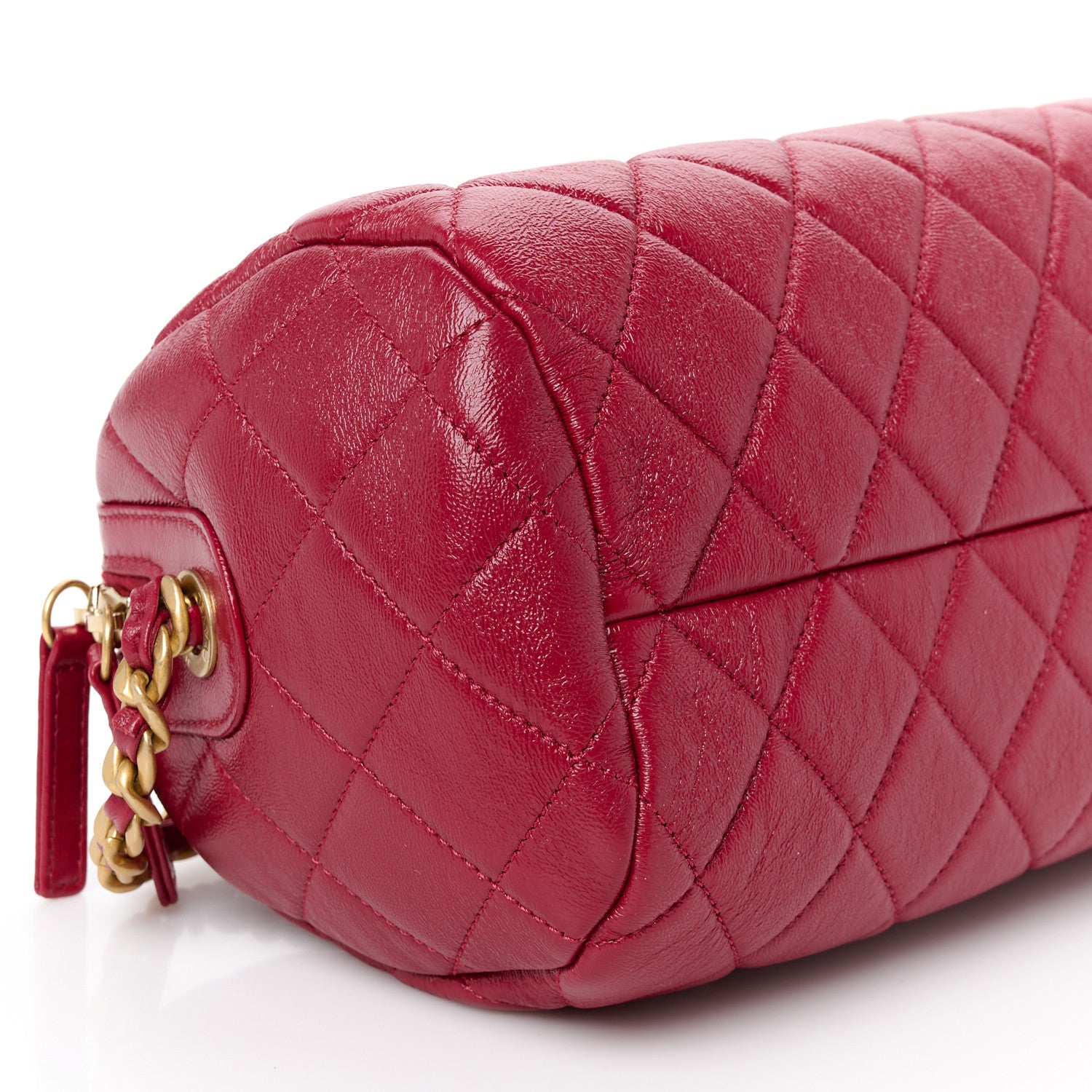Chanel Shiny Lambskin Quilted Fashion Therapy Bowling Bag Red 9 of 10