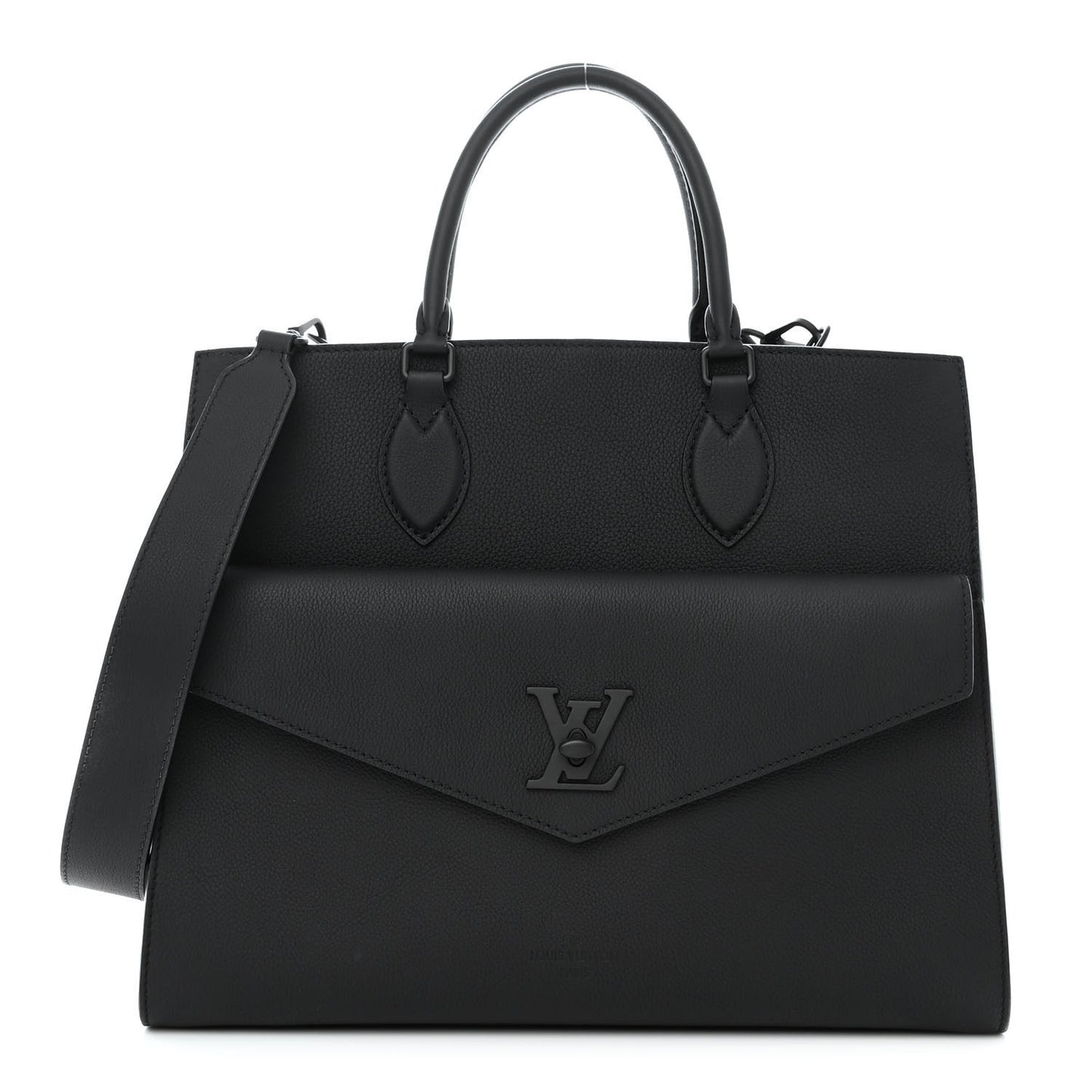 Soft Calfskin Lockme Tote MM Black