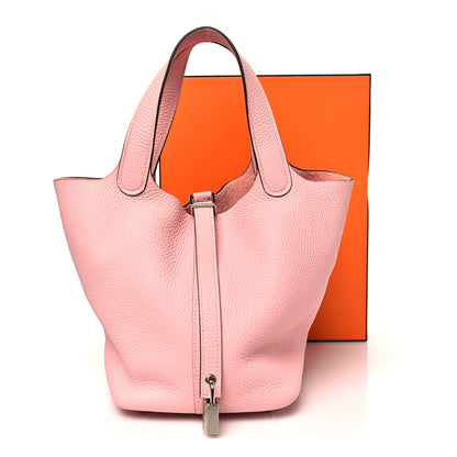 Hermes Taurillon Clemence Picotin Lock 18 PM Rose Sakura 11 of 11