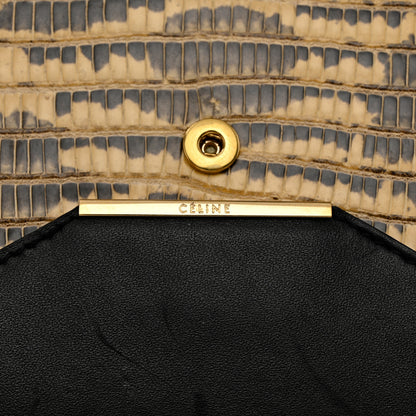 Celine Calfskin Lizard Diamond Compact Multifunction Wallet Beige Black 8 of 10