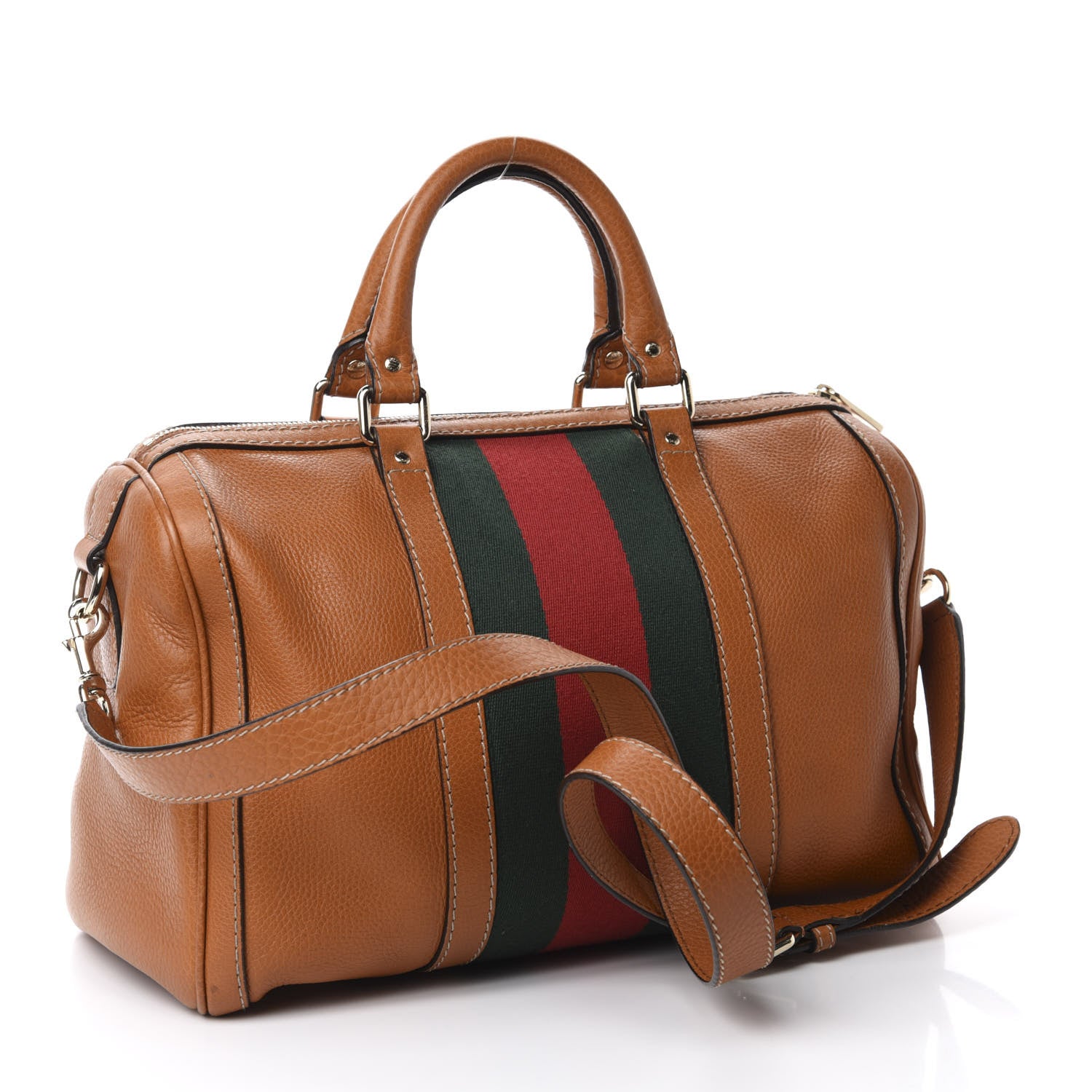 Gucci Calfskin Vintage Web Medium Boston Tobacco 3 of 10