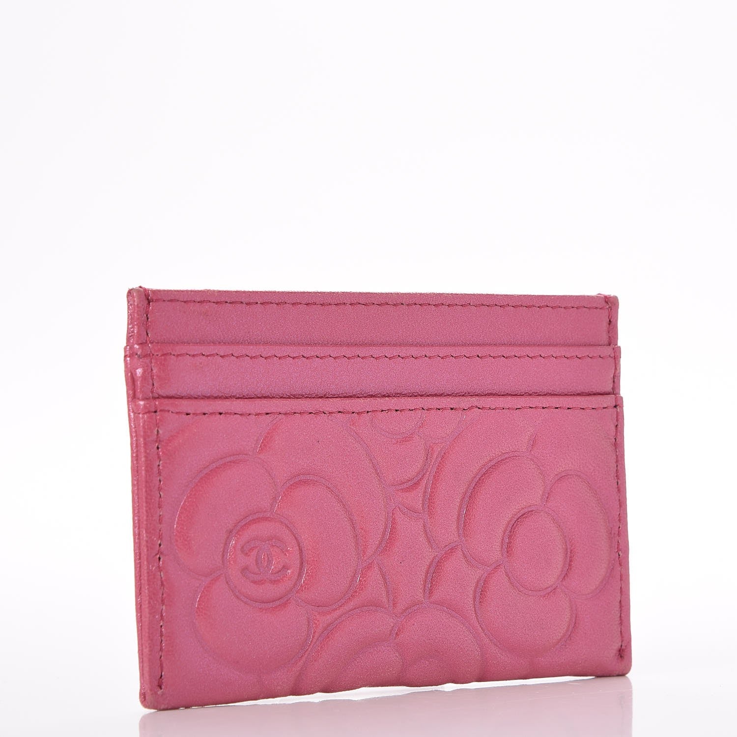 Chanel Lambskin Camellia Embossed Card Holder Pink 3 of 8