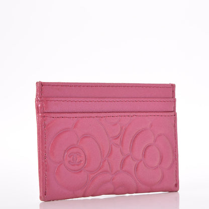Chanel Lambskin Camellia Embossed Card Holder Pink 3 of 8