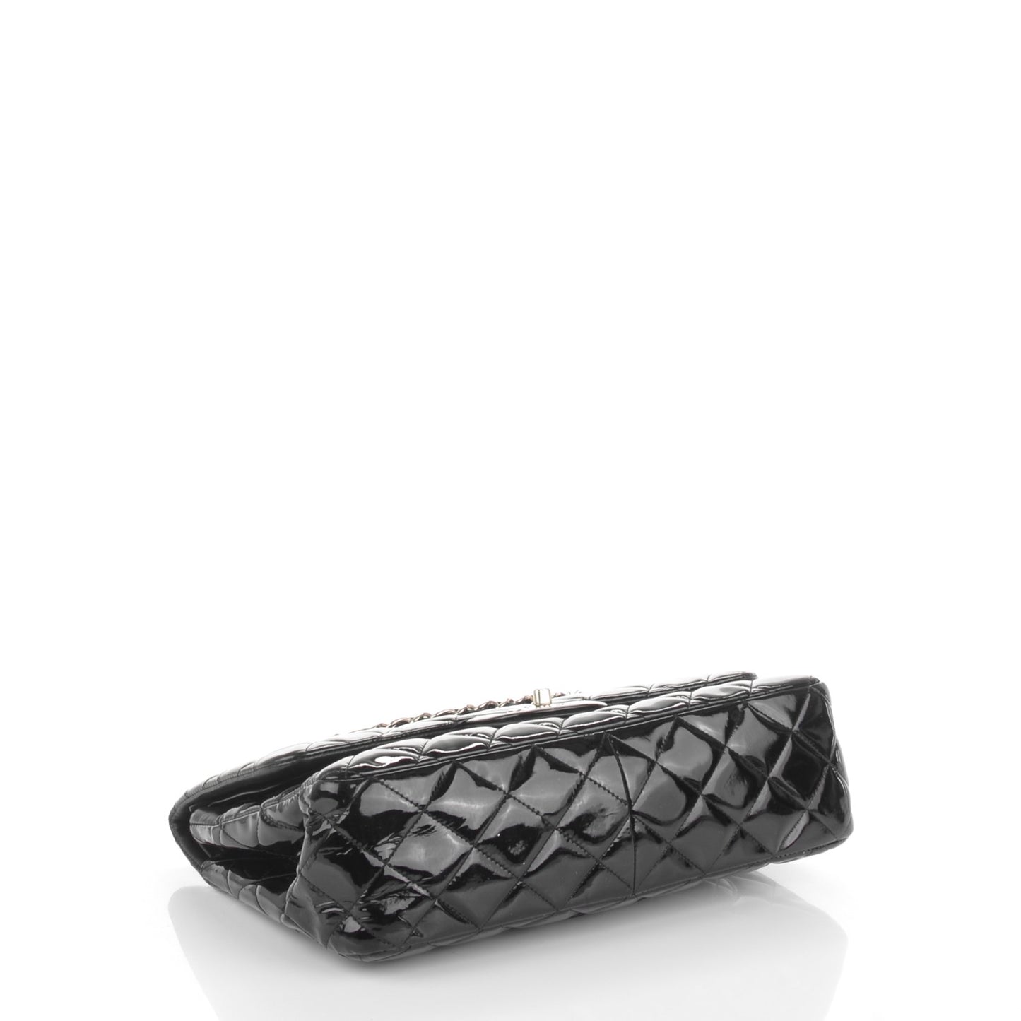 Patent Quilted Jumbo Double Flap Black