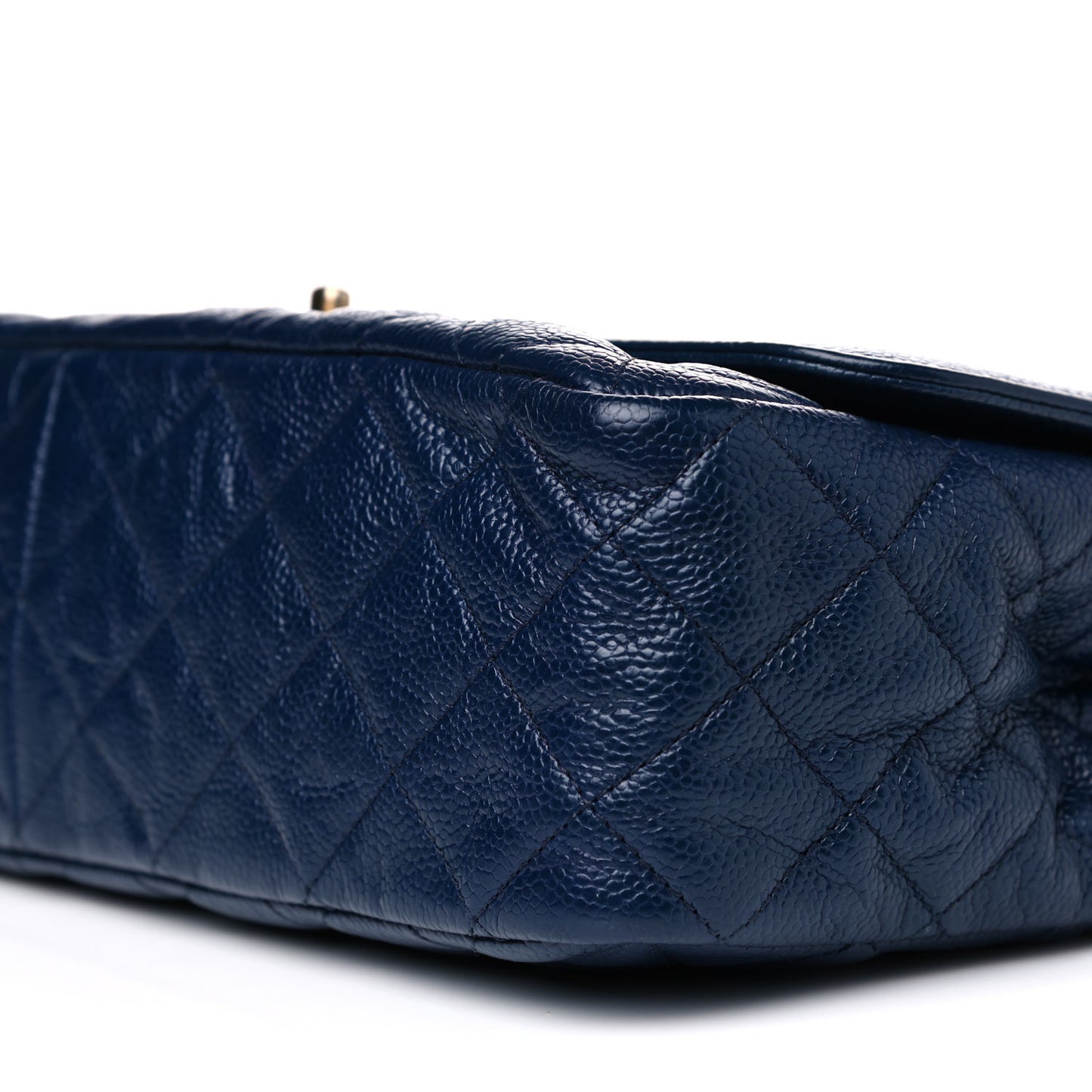 Crumpled Grained Calfskin Quilted Large Two Tone Flap Bag Blue