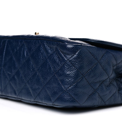 Chanel Crumpled Grained Calfskin Quilted Large Two Tone Flap Bag Blue 10 of 10