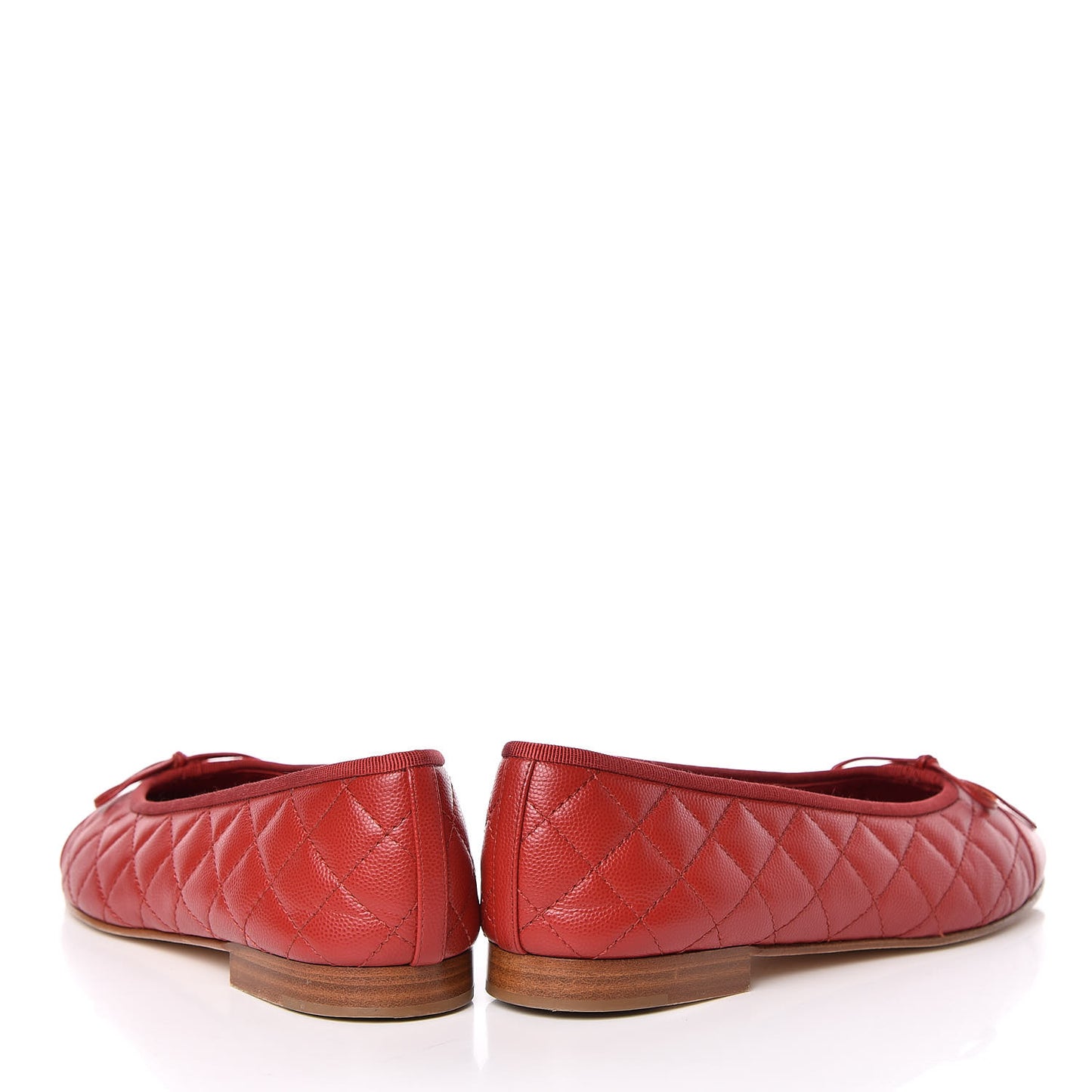 Caviar Quilted CC Cap Toe Ballerina Flats 40.5 Red