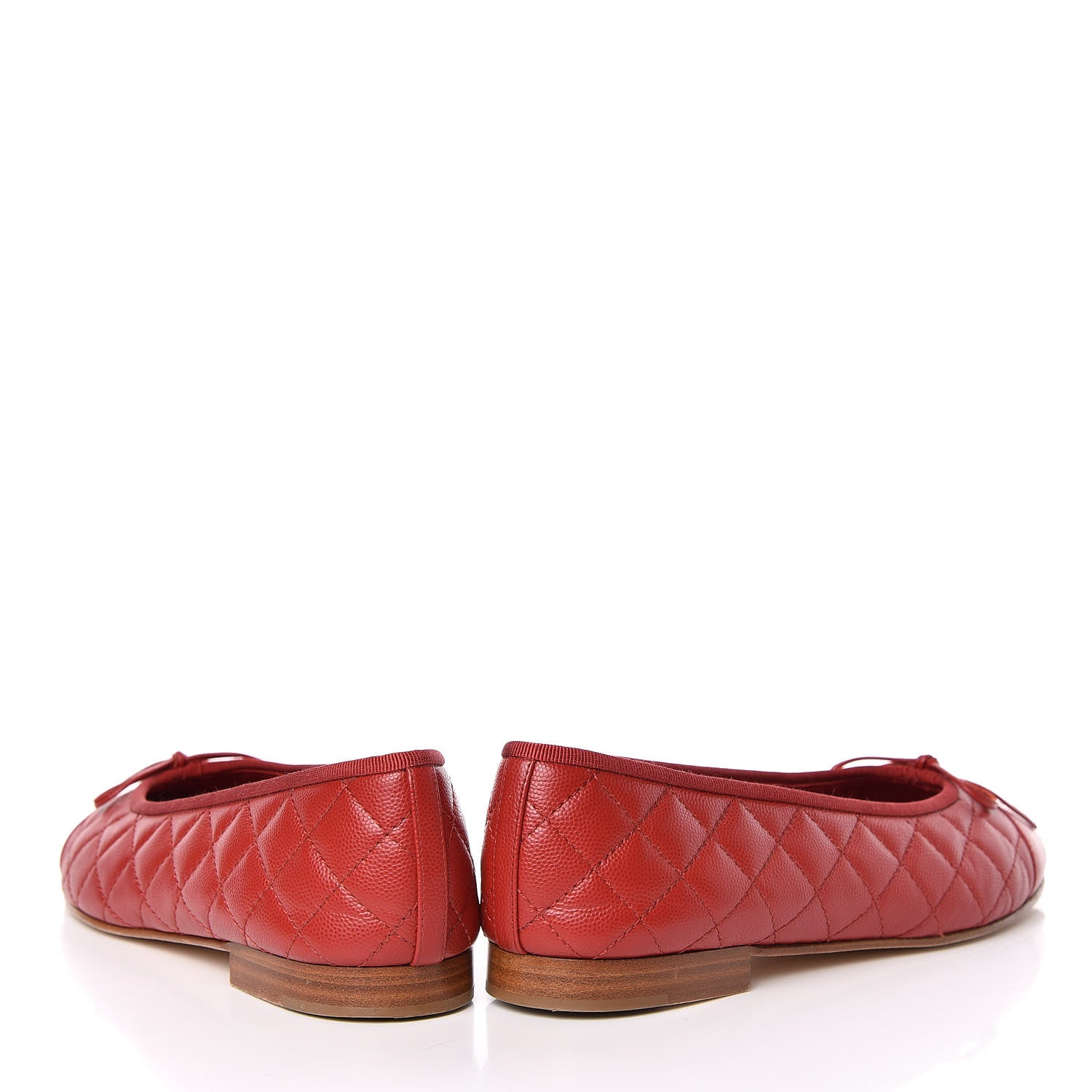 Chanel Caviar Quilted CC Cap Toe Ballerina Flats 40.5 Red 5 of 15