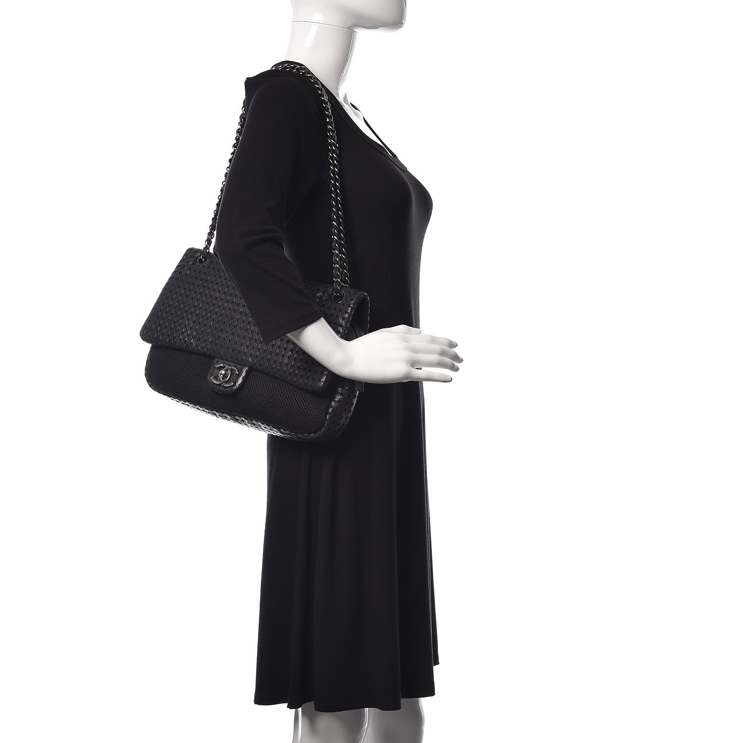 Chanel Perforated Lambskin Jumbo Easy Flap Black 2 of 16
