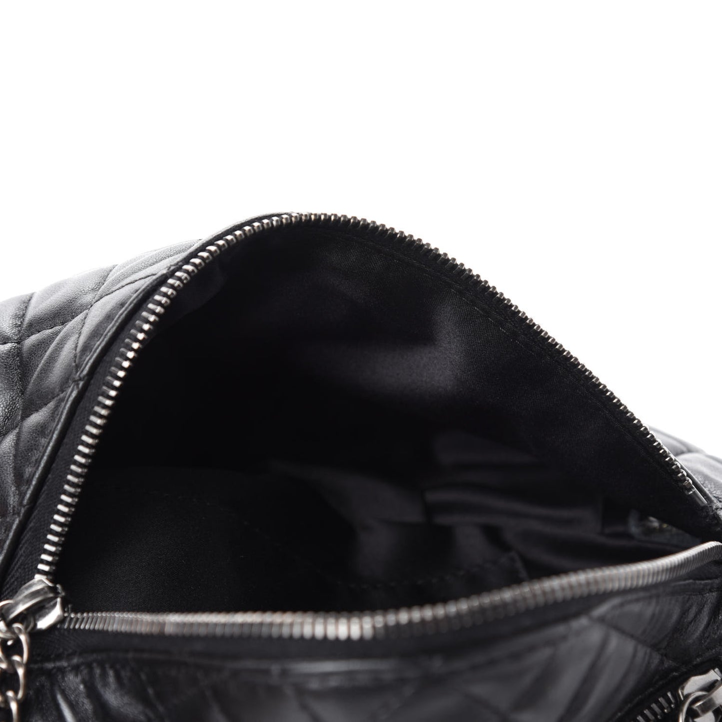 Lambskin Quilted Banane Waist Bag Fanny Pack Black