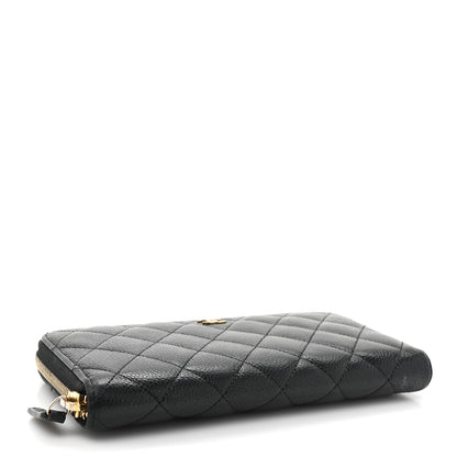 Chanel Caviar Quilted Large Gusset Zip Around Wallet Black 4 of 17