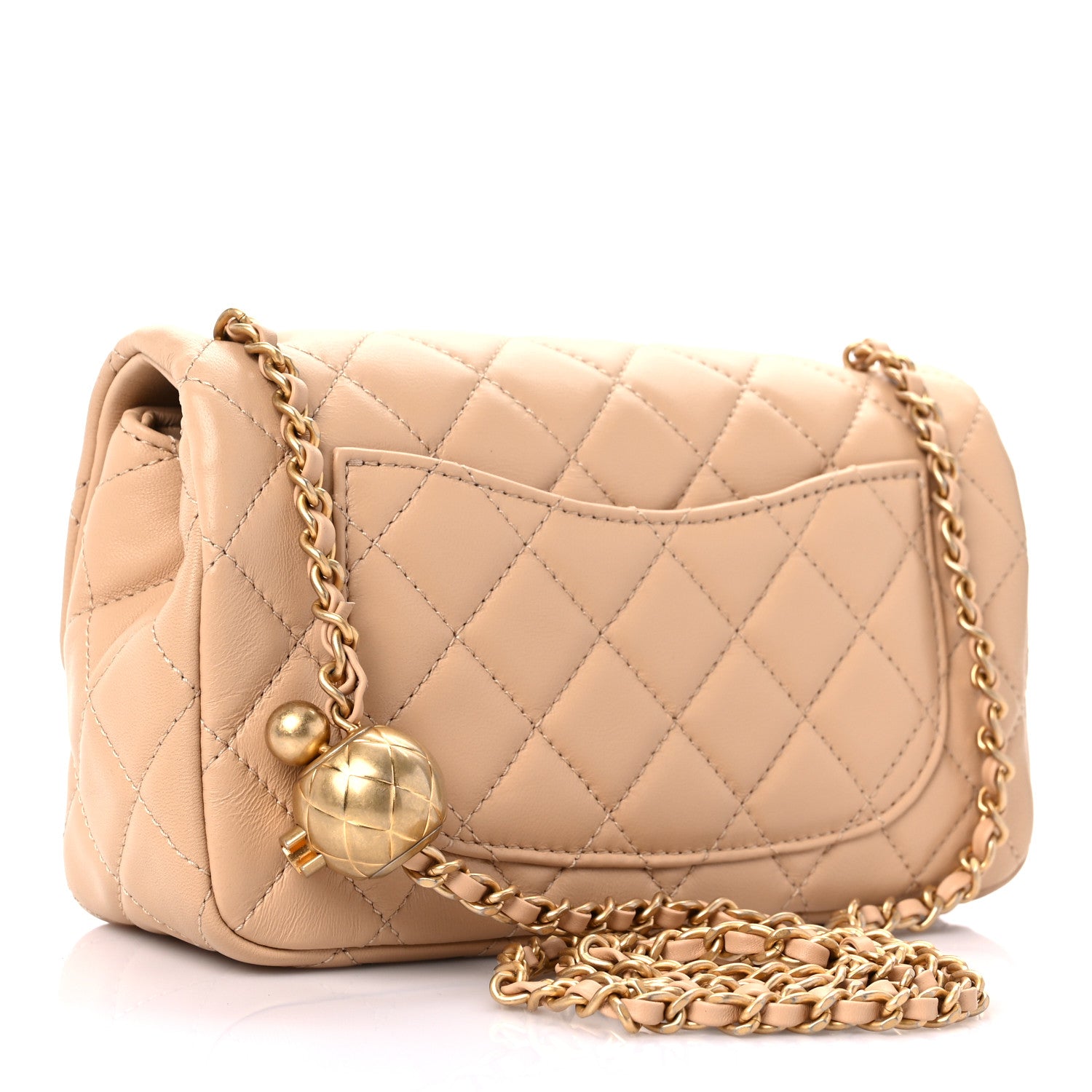 Chanel Lambskin Quilted Mini Rectangular Pearl Crush Flap Light Beige 3 of 9