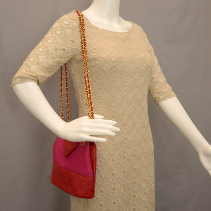 Chanel Woven Straw Lambskin Tassel Bag Pink Red 2 of 8