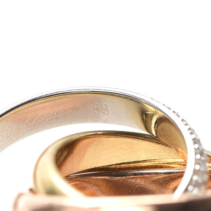 Cartier 18K White Yellow Pink Gold Diamond Classic Trinity Paved Ring 53 6.25 5 of 5