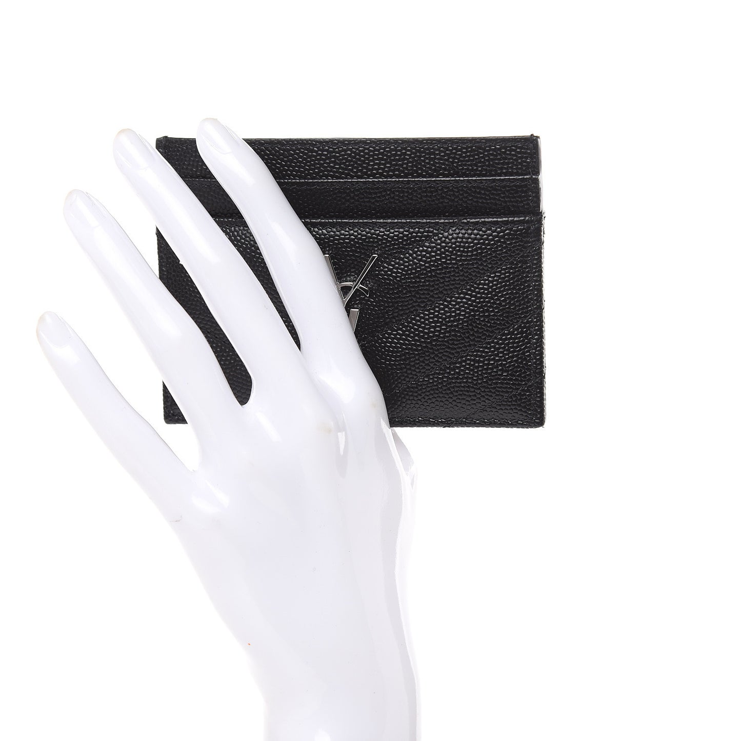 Grain De Poudre Matelasse Chevron Monogram Credit Card Case Black