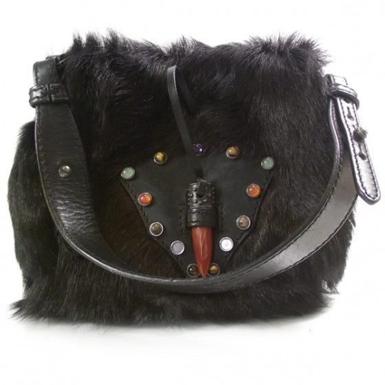 Fur Shoulder Bag Black
