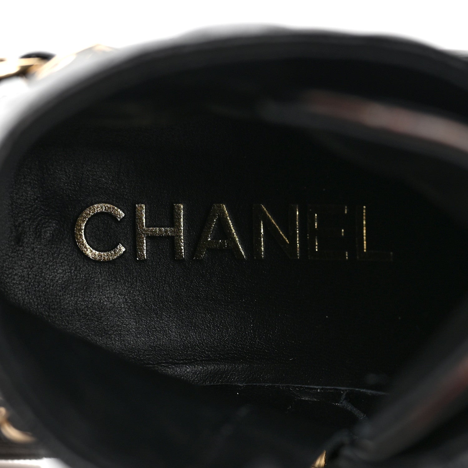 Chanel Shiny Calfskin Patent Quilted Chain Lace Up Combat Boots 36.5 Black 8 of 10