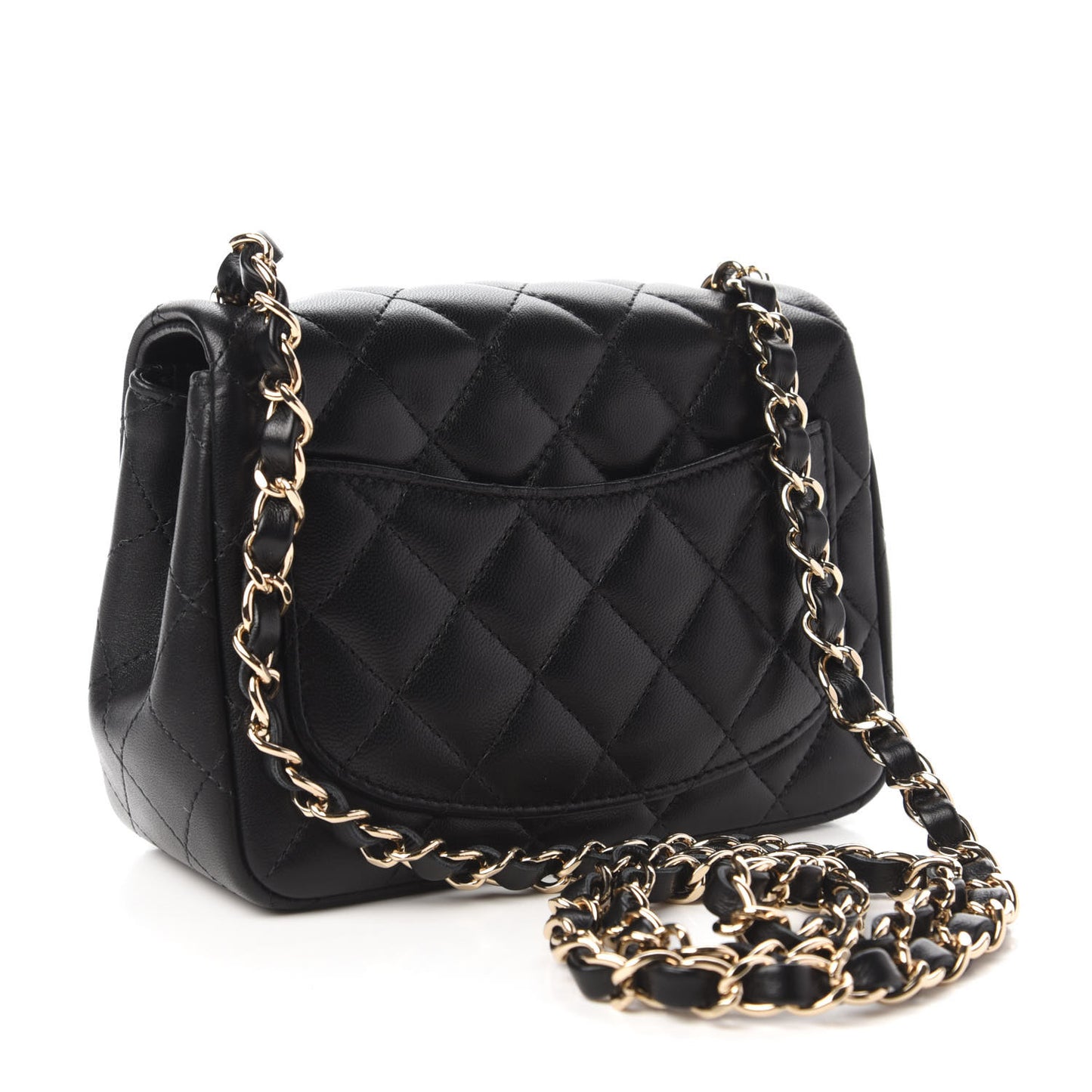 Lambskin Quilted Mini Square Flap Black