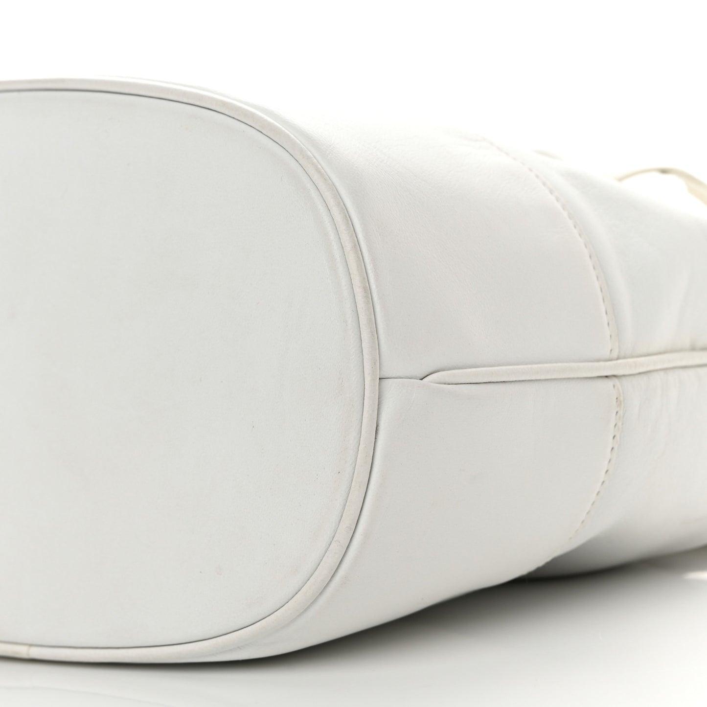 Lambskin CC Drawstring Bucket Bag White