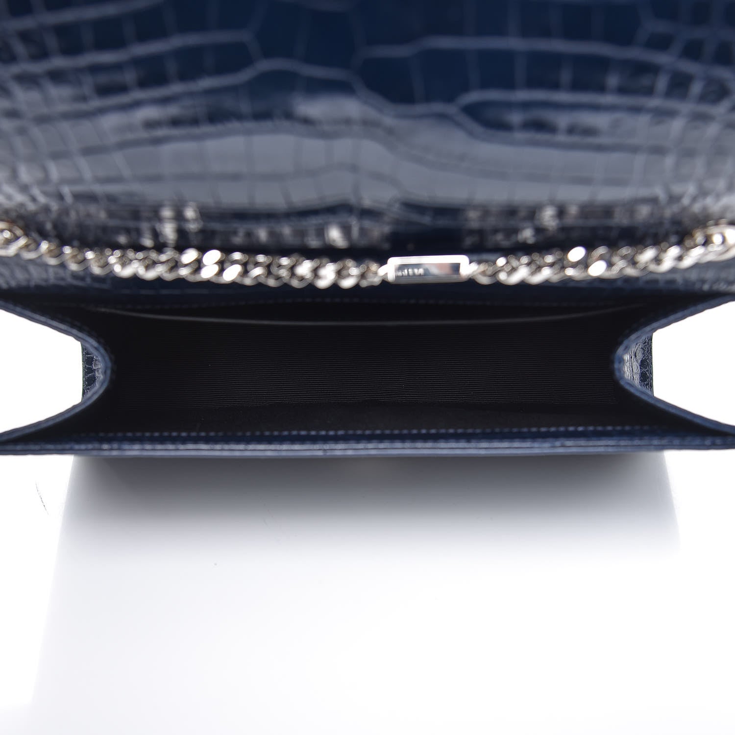 Saint Laurent Calfskin Crocodile Embossed Medium Classic Monogram Kate Tassel Satchel Blue Sapphire 5 of 10