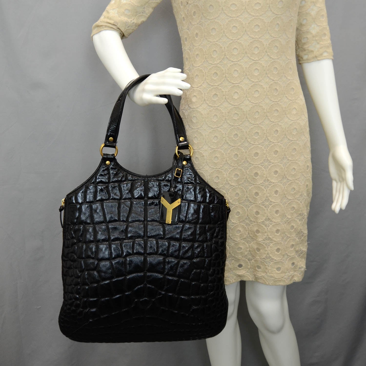 Saint Laurent Patent Croc Tribute Black 2 of 7