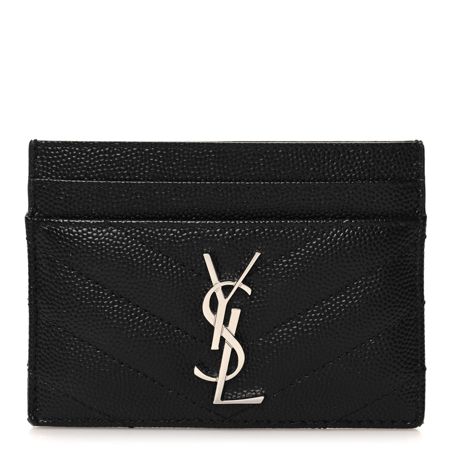 Grain De Poudre Matelasse Chevron Monogram Credit Card Case Black