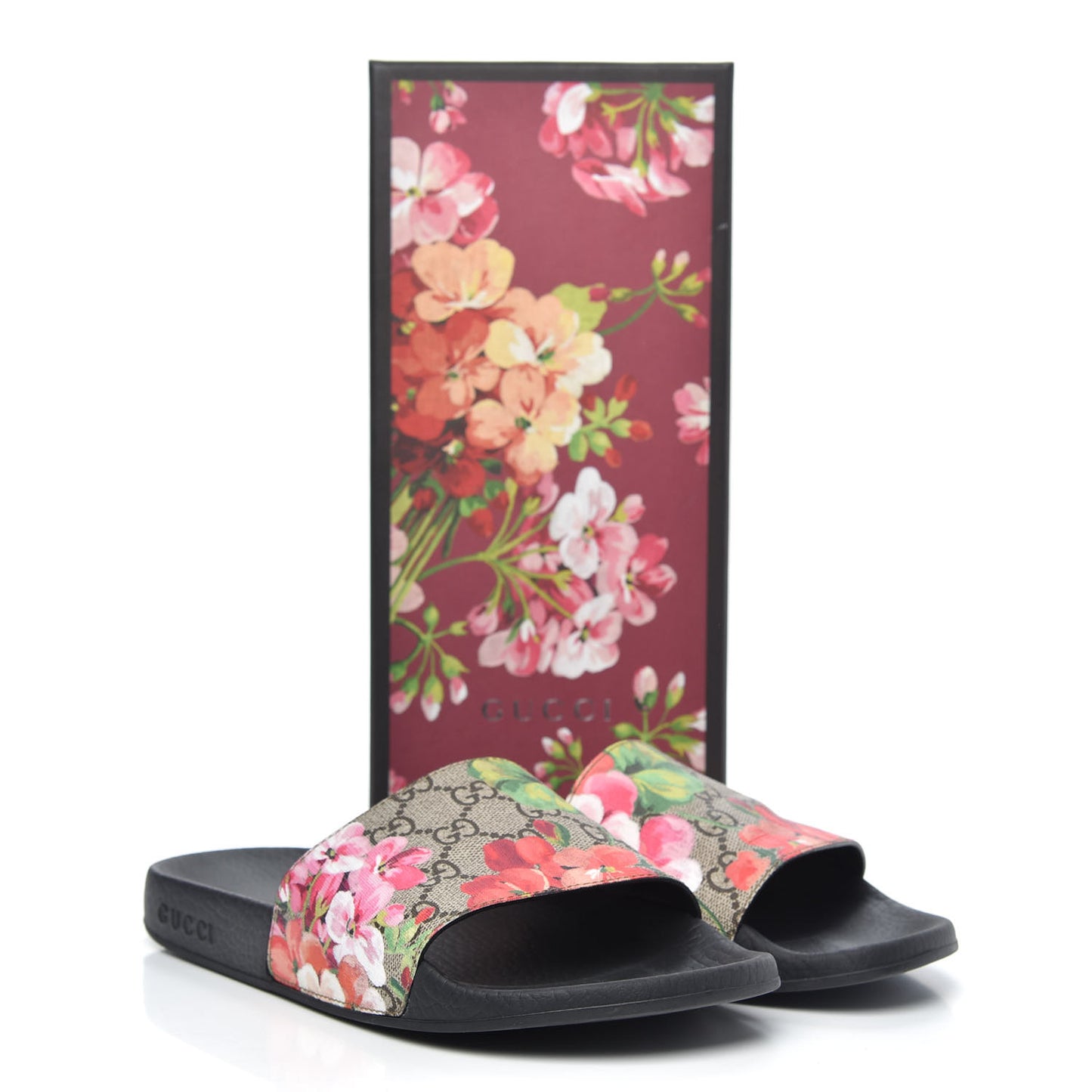 GG Supreme Monogram Blooms Slide Sandals 39 Beige Multicolor
