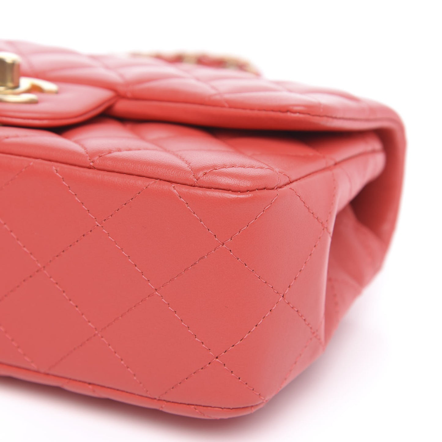 Lambskin Quilted Mini Rectangular Flap Red