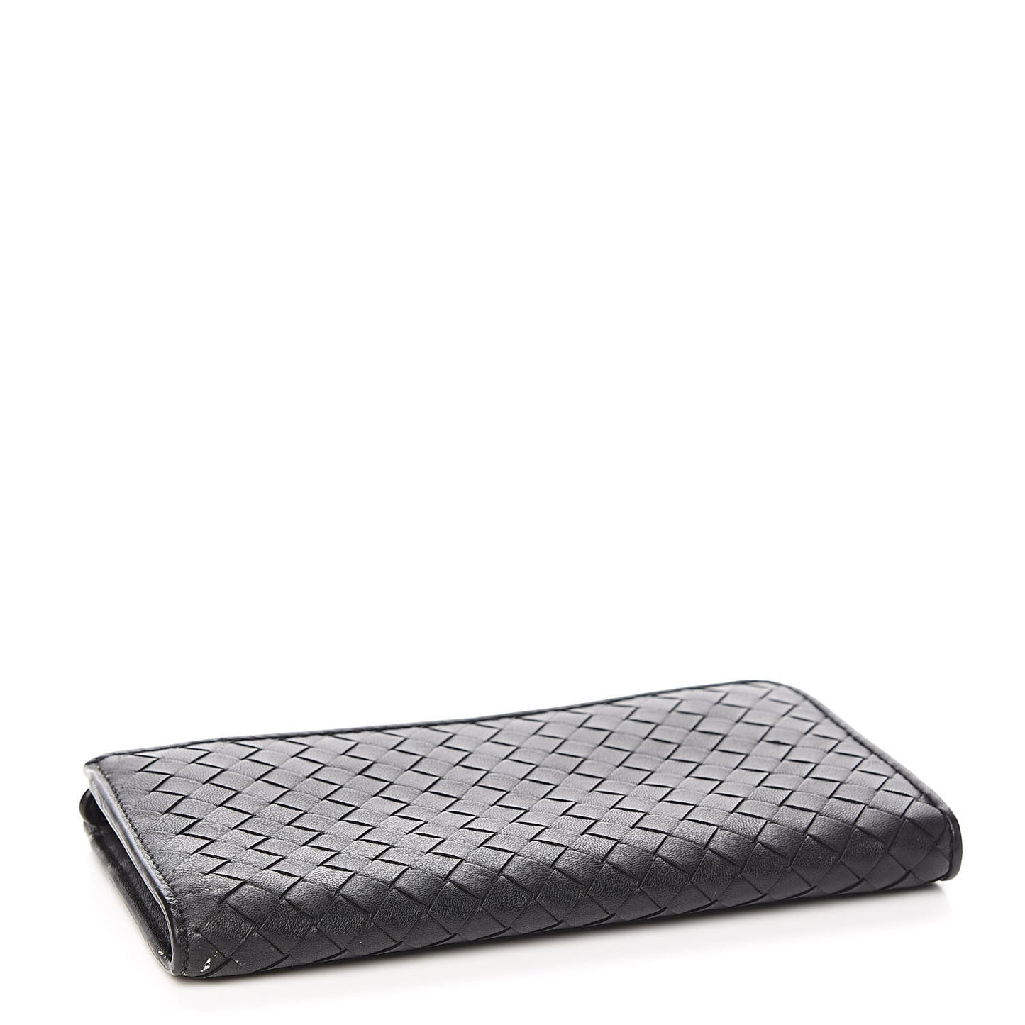 Nappa Intrecciato Half Zip Around Wallet Black