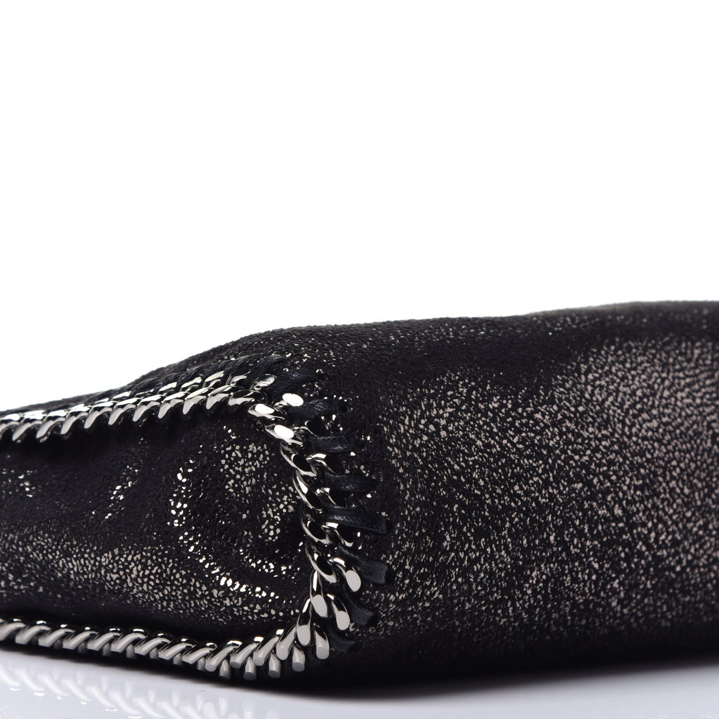 Chamois Shiny Dotted Tiny Falabella Fold Over Tote Ruthenium