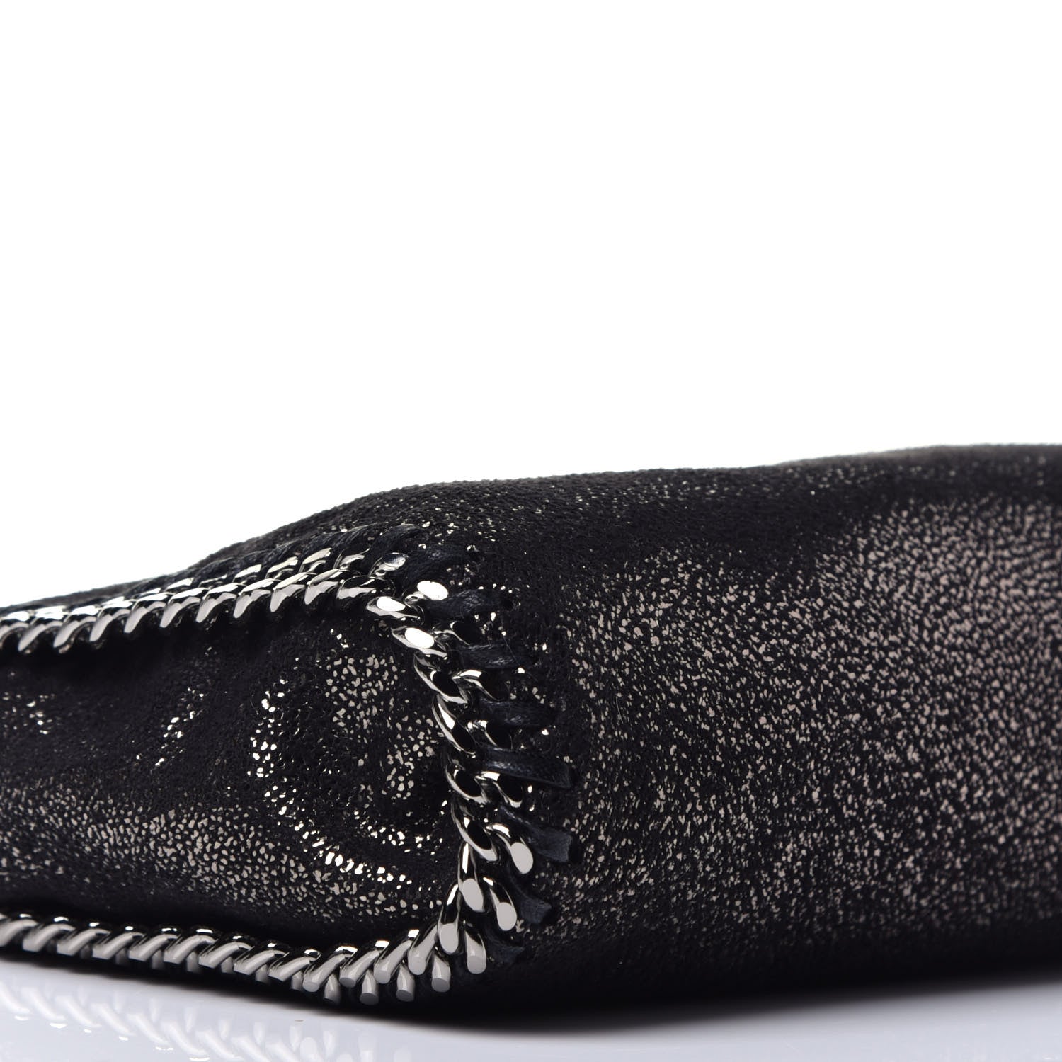 Stella McCartney Chamois Shiny Dotted Tiny Falabella Fold Over Tote Ruthenium 8 of 9