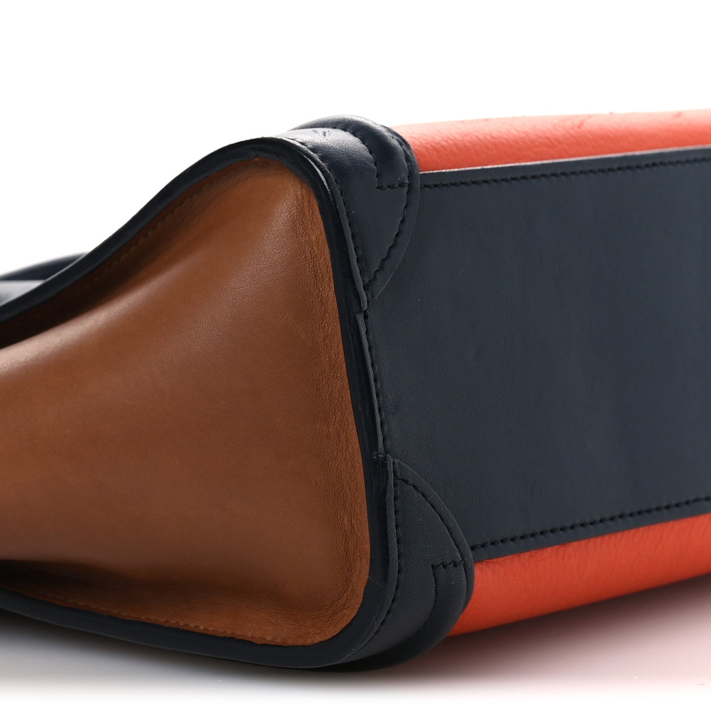 Elephant Calfskin Nano Tri-Color Luggage Bright Orange