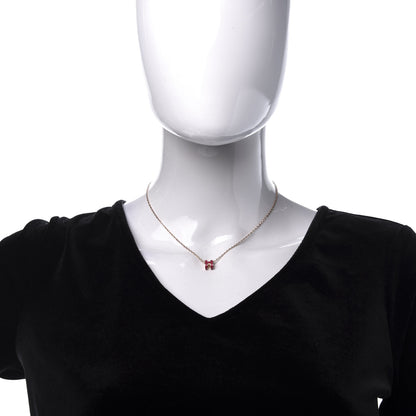 Hermes Lacquered Rose Gold Mini Pop H Pendant Necklace Rose Extreme 2 of 7