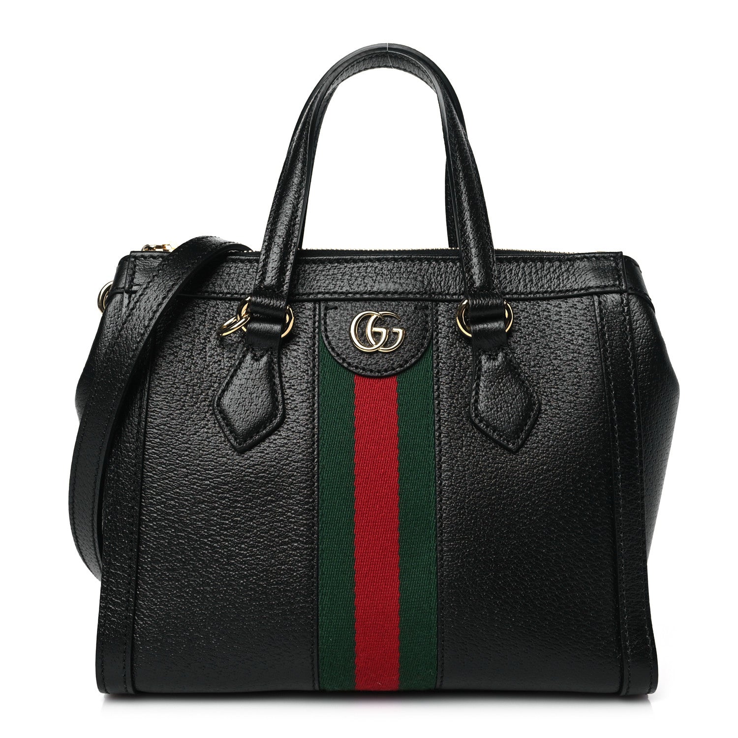 Gucci Textured Calfskin Web Small Ophidia Tote Bag Black 1422092