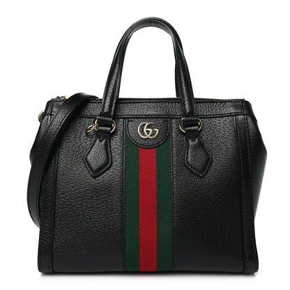Gucci Textured Calfskin Web Small Ophidia Tote Bag Black 1 of 9
