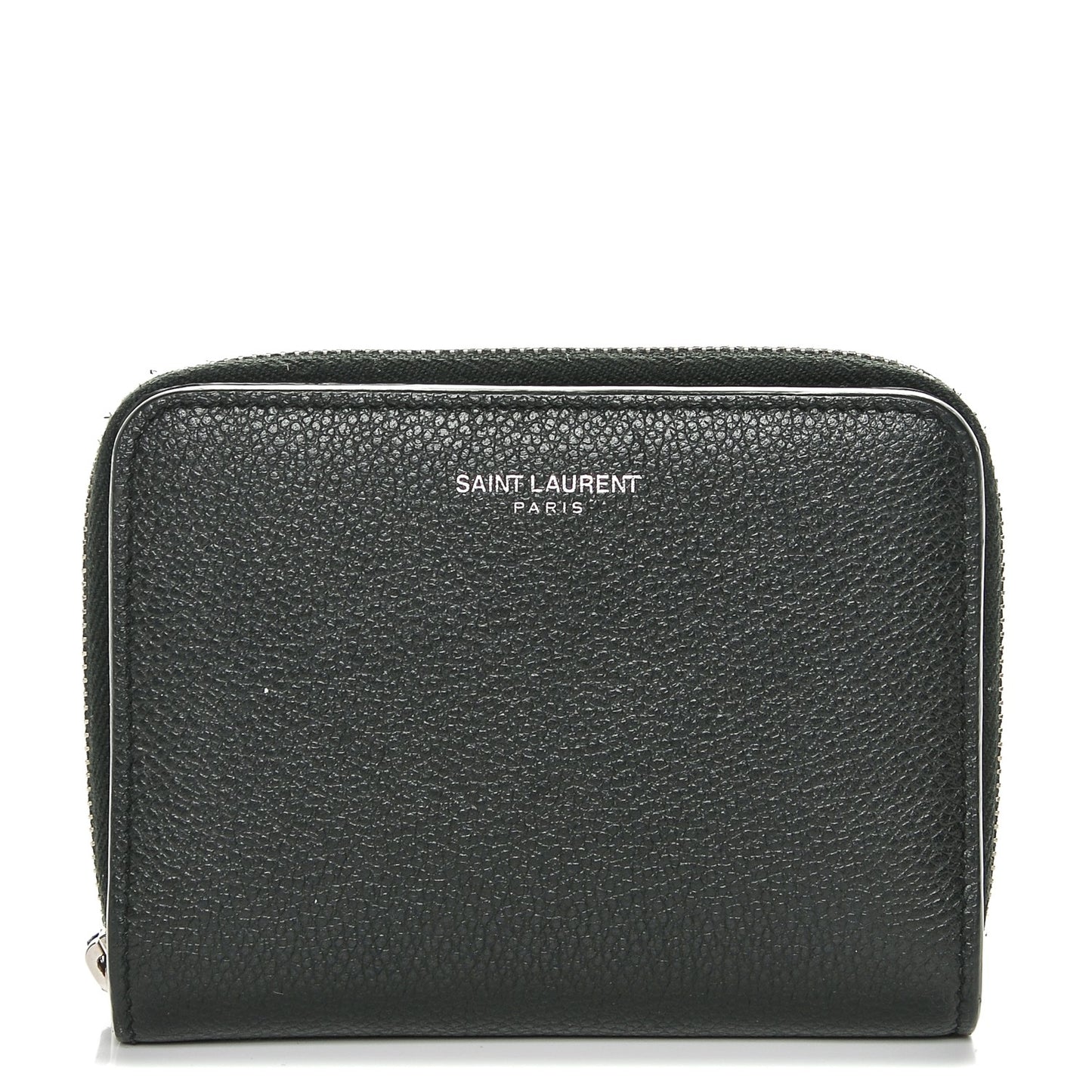 Grained Calfskin Rive Gauche Compact Zip Around Wallet Black