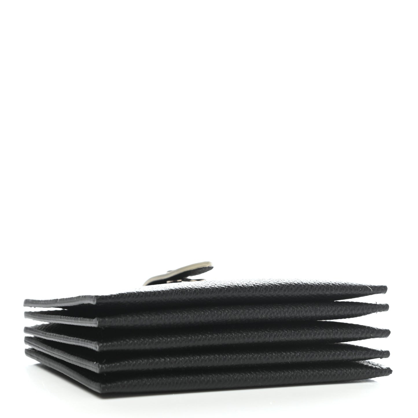 Grained Shiny Calfskin Accordion Card Holder Black Chalk