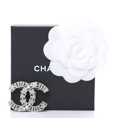Chanel Crystal Pearl CC Star Coco Flapper Brooch Silver 5 of 5