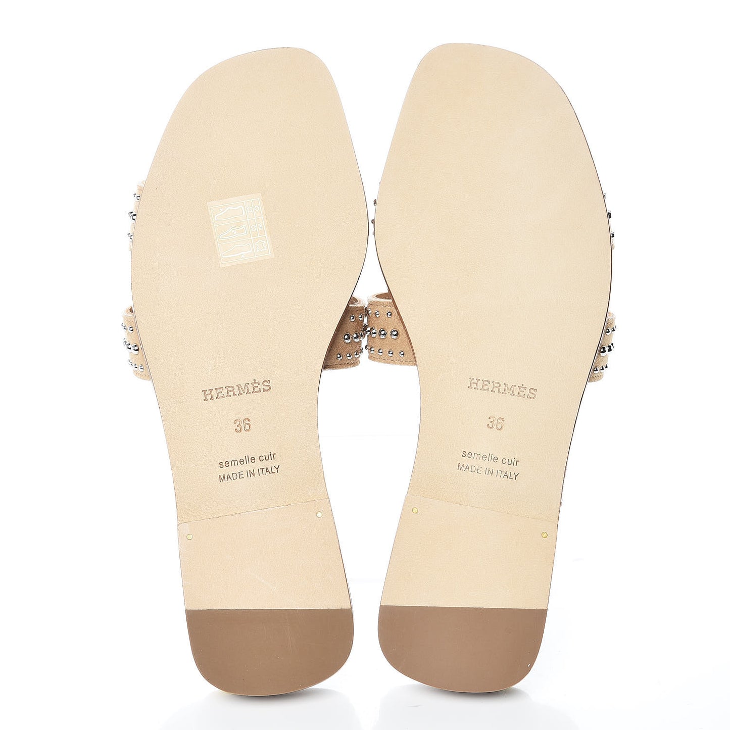 Suede Goatskin Studded Oran Sandals 36 Nude