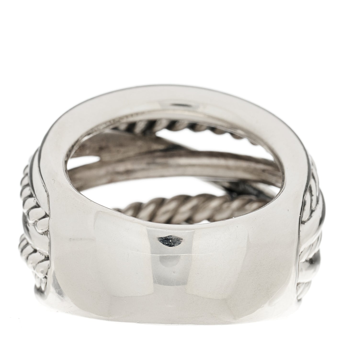 Sterling Silver 18mm Wide Crossover Cable Ring 54 6.75