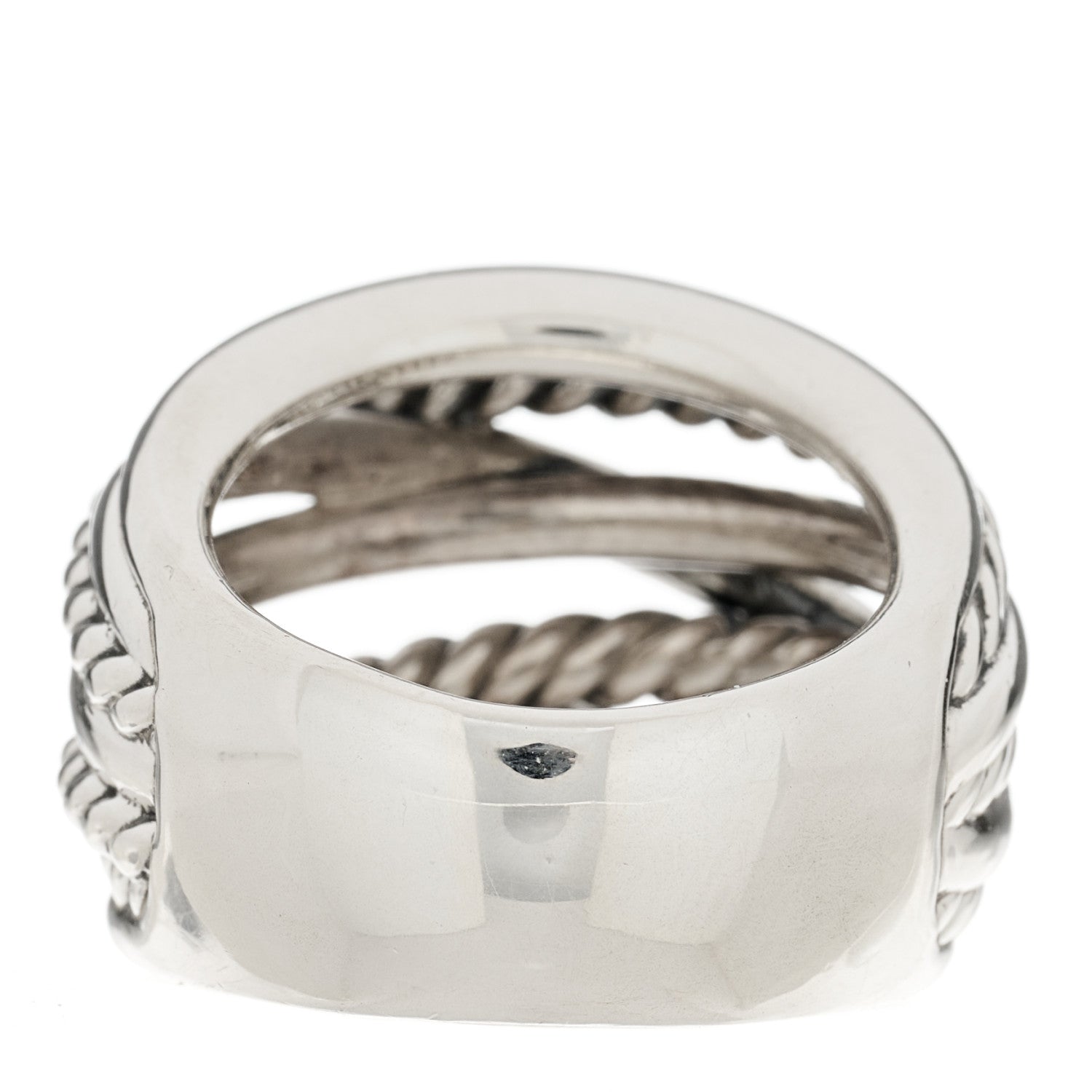 David Yurman Sterling Silver 18mm Wide Crossover Cable Ring 54 6.75 3 of 4