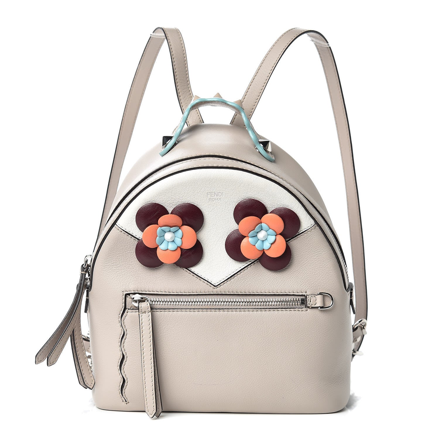 Fendi Vitello Dolce Floral Eyes Mini Backpack Grigio Polvere Multicolor 1 of 13
