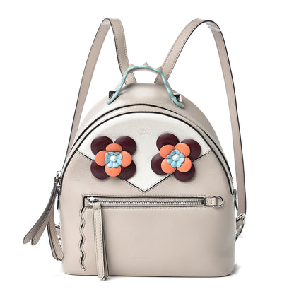 Fendi Vitello Dolce Floral Eyes Mini Backpack Grigio Polvere Multicolor 1 of 13
