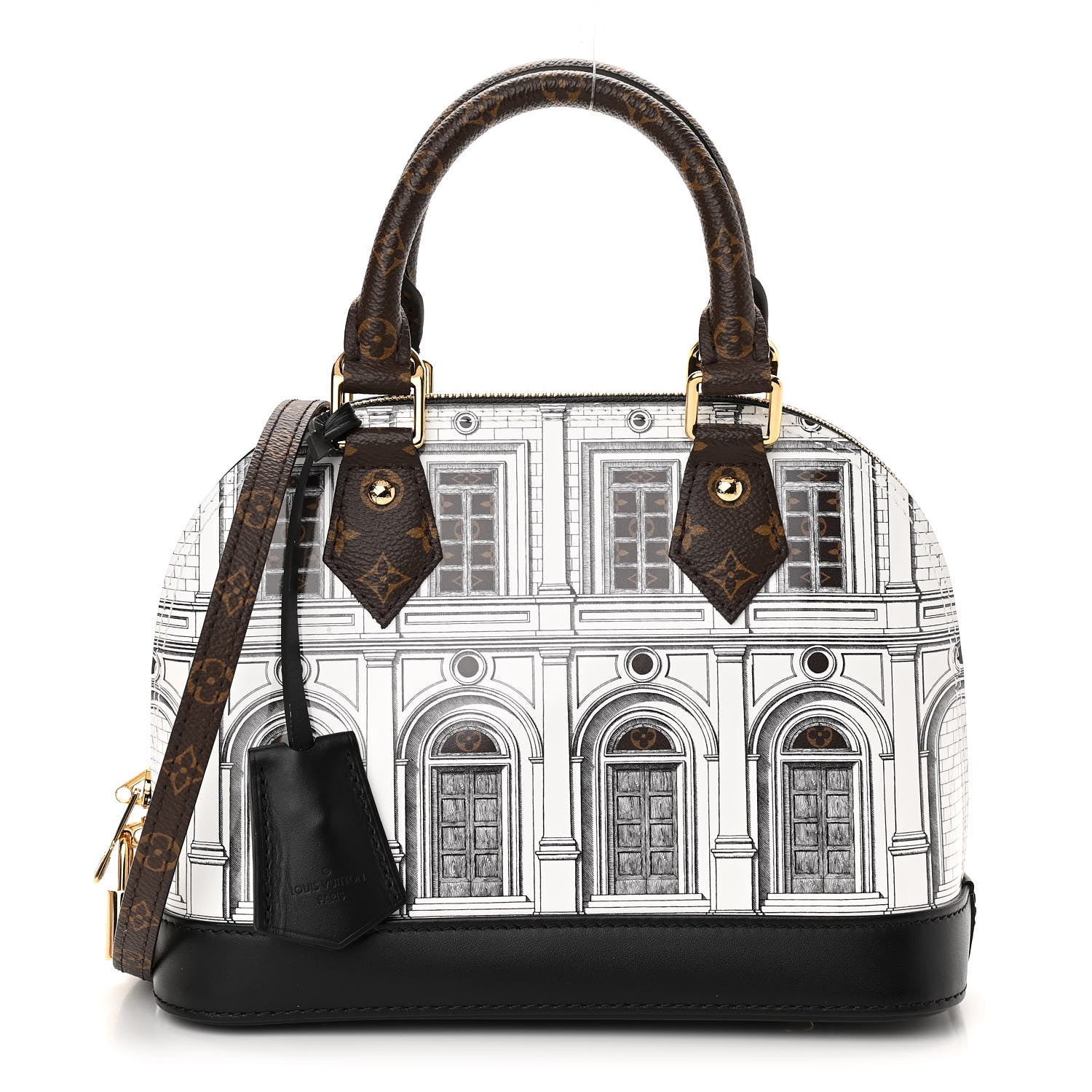 Louis Vuitton X FORNASETTI Calfskin Architettura Alma BB Black White 1 of 9